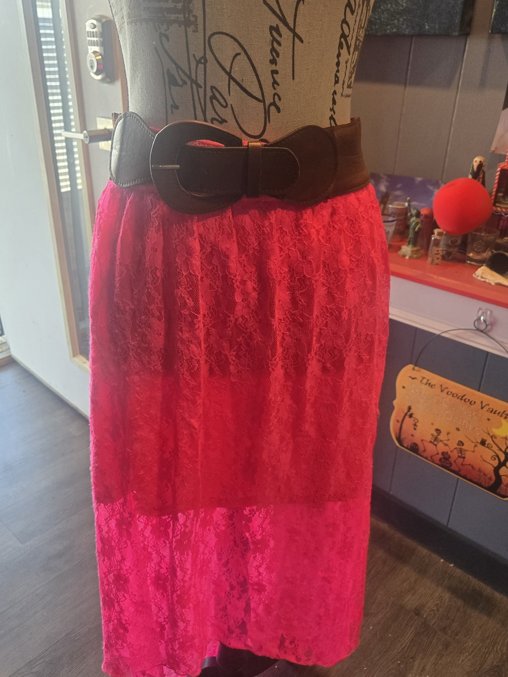 Hot Pink Lace High Low Skirt. With Attached Belt. Great For An 80s Night! Sx XL